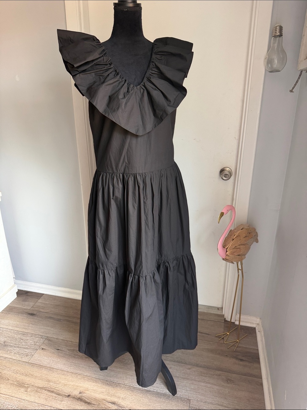 Pomander Place Tuckernuck Black Ruffle-Trim Tiered Dress